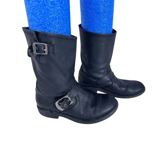 &quot;FRYE&quot; KIDS Leather Biker Boots Size 13 Veronica Slouch Girls Pull On Calf Boot