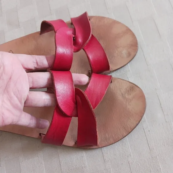 Ancient Greek Sandals Red Leather Sandals