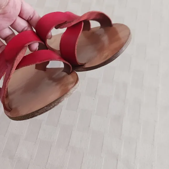 Ancient Greek Sandals Red Leather Sandals