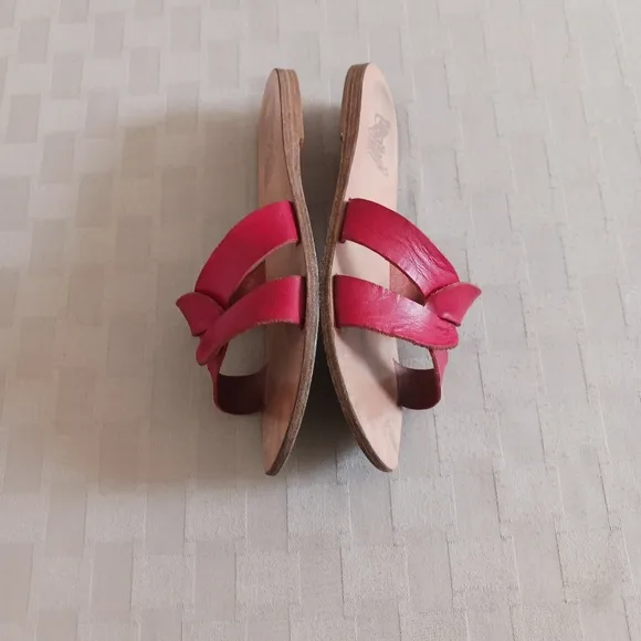 Ancient Greek Sandals Red Leather Sandals