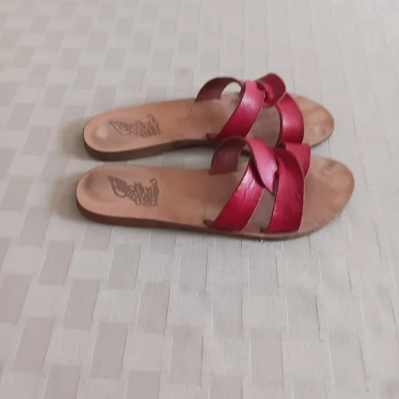 Ancient Greek Sandals Red Leather Sandals