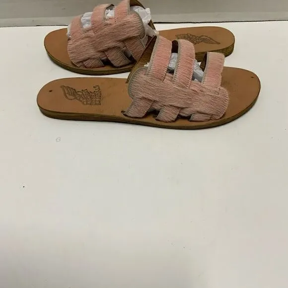 Ancient Greek Sandals Made In Greece Pink Calf Hair Size 40