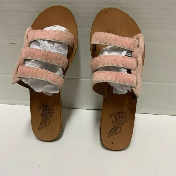 Ancient Greek Sandals Made In Greece Pink Calf Hair Size 40