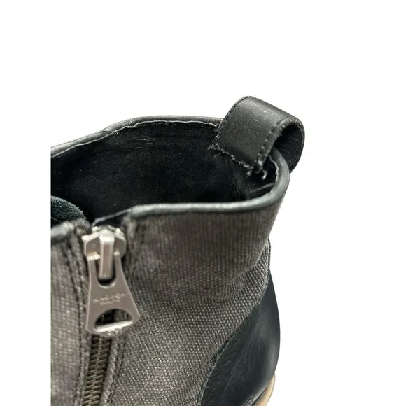 ANDREW MARC FOREST AMFORSTL  Black Leather Lace Up Casual Boots Side Zip Sz 10.5