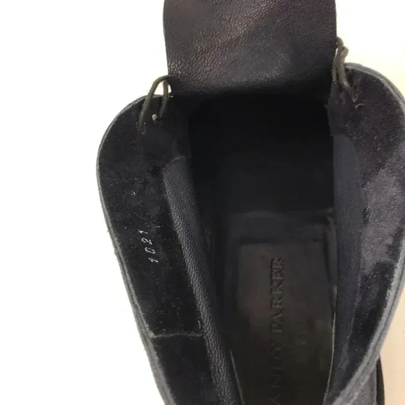 Andy Parker Lace up boot in super soft navy lambskin suede