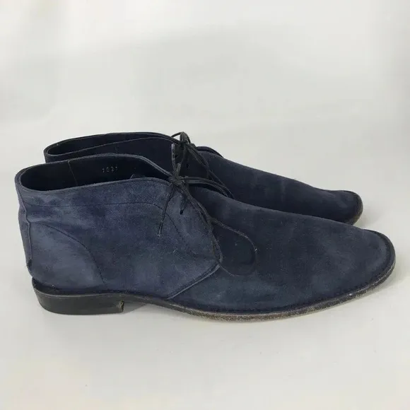 Andy Parker Lace up boot in super soft navy lambskin suede