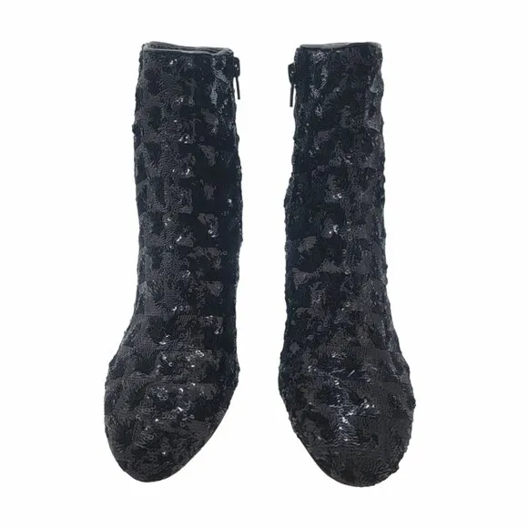 ⭐Ankle Boots Block Heel round toe Casual Womens Boots Sequins Shoes Clubwear 6⭐