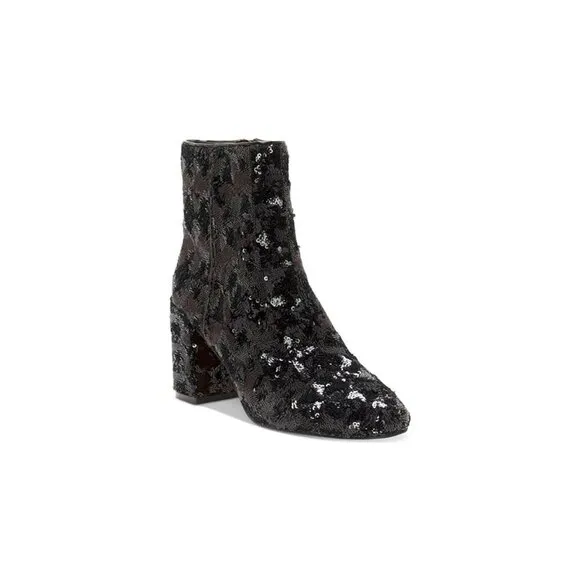 ⭐Ankle Boots Block Heel round toe Casual Womens Boots Sequins Shoes Clubwear 6⭐
