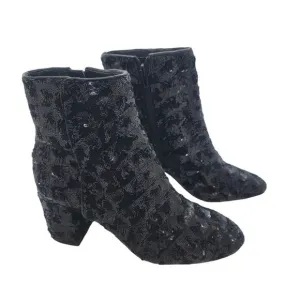 ⭐Ankle Boots Block Heel round toe Casual Womens Boots Sequins Shoes Clubwear 6⭐
