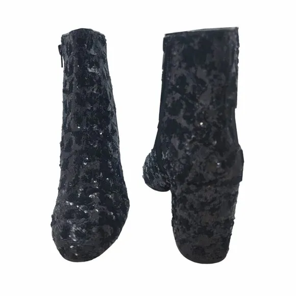 ⭐Ankle Boots Block Heel round toe Casual Womens Boots Sequins Shoes Clubwear 6⭐