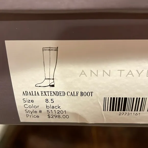 Ann Taylor Adalie Extended Calf Leather Boots Riding Boot Black 511201