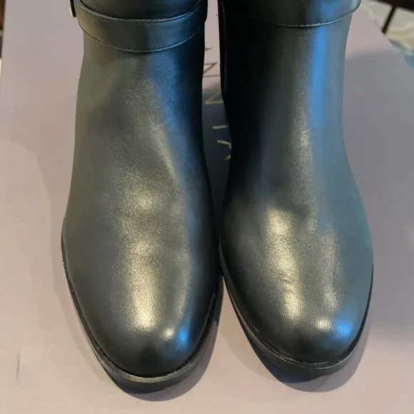 Ann Taylor Adalie Extended Calf Leather Boots Riding Boot Black 511201