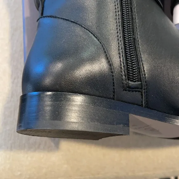 Ann Taylor Adalie Extended Calf Leather Boots Riding Boot Black 511201