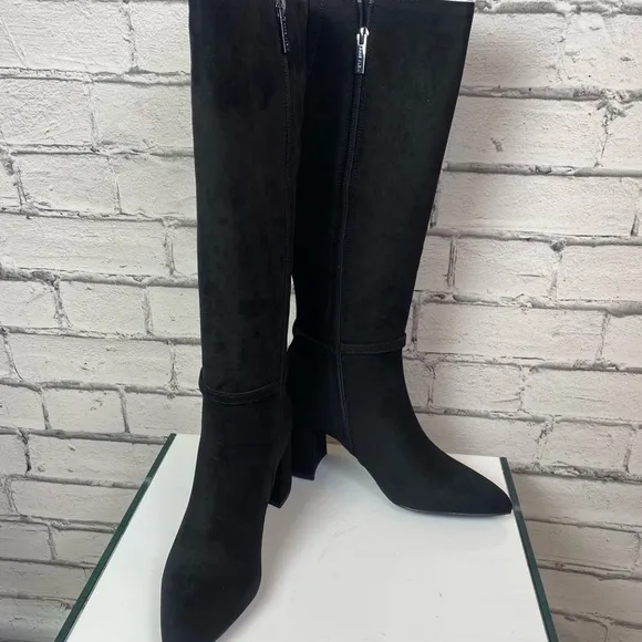 Anne Klein Brenice Boots Women's Size 9 Black Suede Knee High Work Boots NWT