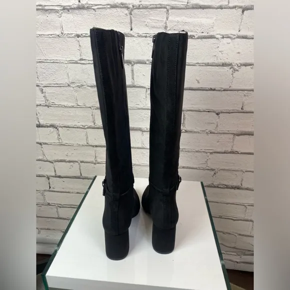 Anne Klein Brenice Boots Women's Size 9 Black Suede Knee High Work Boots NWT