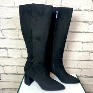 Anne Klein Brenice Boots Women's Size 9 Black Suede Knee High Work Boots NWT