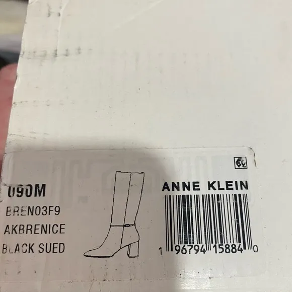 Anne Klein Brenice Boots Women's Size 9 Black Suede Knee High Work Boots NWT