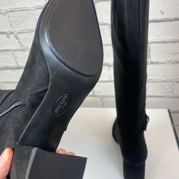 Anne Klein Brenice Boots Women's Size 9 Black Suede Knee High Work Boots NWT
