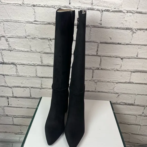 Anne Klein Brenice Boots Women's Size 9 Black Suede Knee High Work Boots NWT