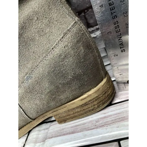 Anthropologie Howsty Gray Suede Western Heel Ankle Boots Women’s Sz 39EU/8.5M US