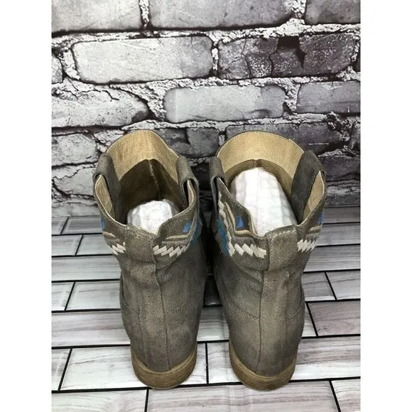 Anthropologie Howsty Gray Suede Western Heel Ankle Boots Women’s Sz 39EU/8.5M US