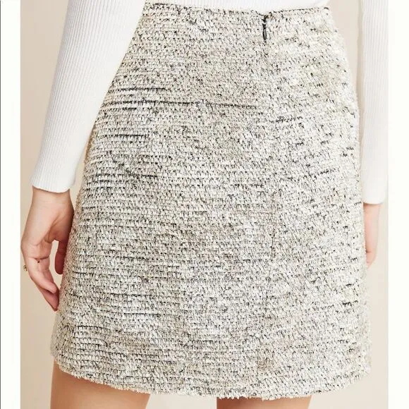 Anthropologie Hutch Sylvia Textured Mini Skirt Silver White Size 0 NWT