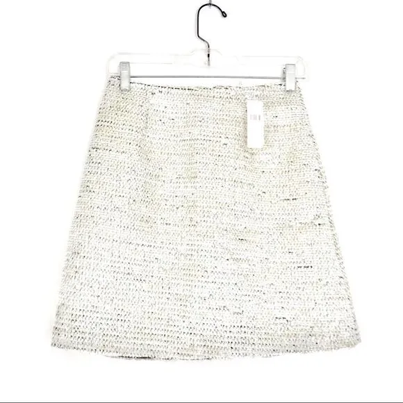 Anthropologie Hutch Sylvia Textured Mini Skirt Silver White Size 0 NWT