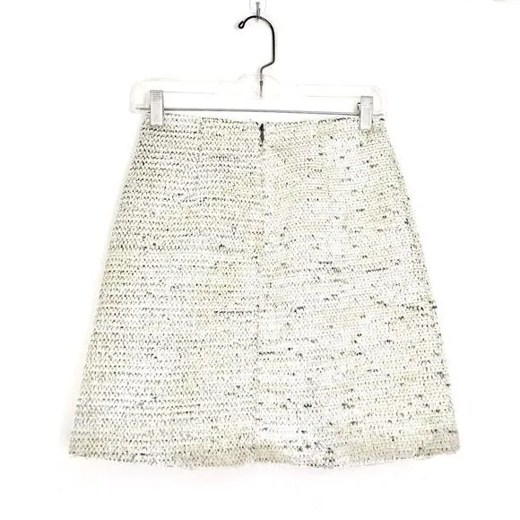 Anthropologie Hutch Sylvia Textured Mini Skirt Silver White Size 0 NWT