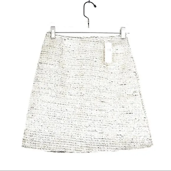 Anthropologie Hutch Sylvia Textured Mini Skirt Silver White Size 0 NWT