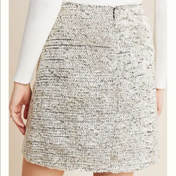 Anthropologie Hutch Sylvia Textured Mini Skirt Silver White Size 0 NWT