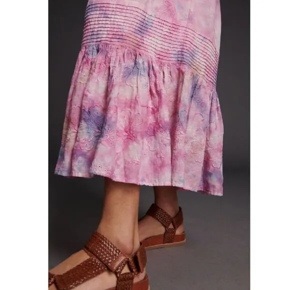 Anthropologie Odessa Tie-Dye Maxi Skirt Small Pink NWT