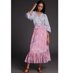 Anthropologie Odessa Tie-Dye Maxi Skirt Small Pink NWT