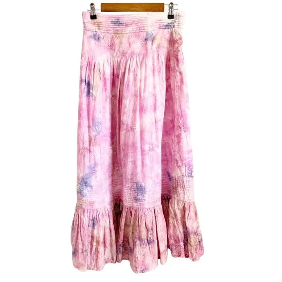 Anthropologie Odessa Tie-Dye Maxi Skirt Small Pink NWT