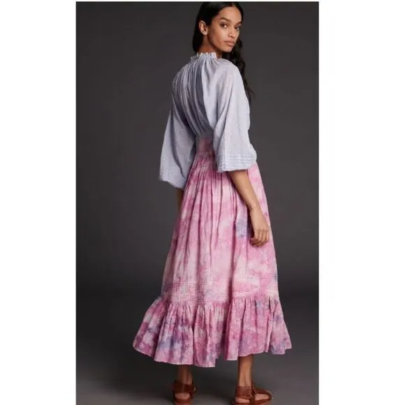 Anthropologie Odessa Tie-Dye Maxi Skirt Small Pink NWT