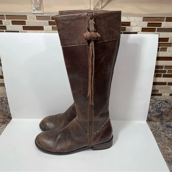 Anthropologie Schuler &amp; Sons Brass Tracks Leather Boots