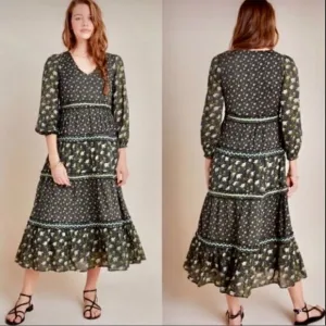 Anthropologie Karoline Tiered Maxi Dress Size 10