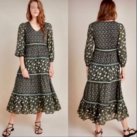 Anthropologie Karoline Tiered Maxi Dress Size 10