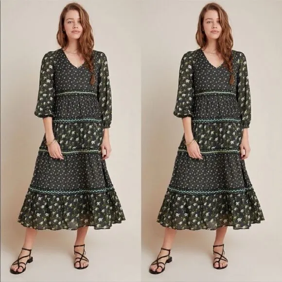 Anthropologie Karoline Tiered Maxi Dress Size 10