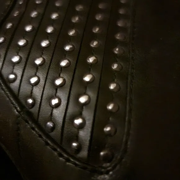 Antonio Melani Eadie Black Studded Leather Ankle Boots booties Size 10