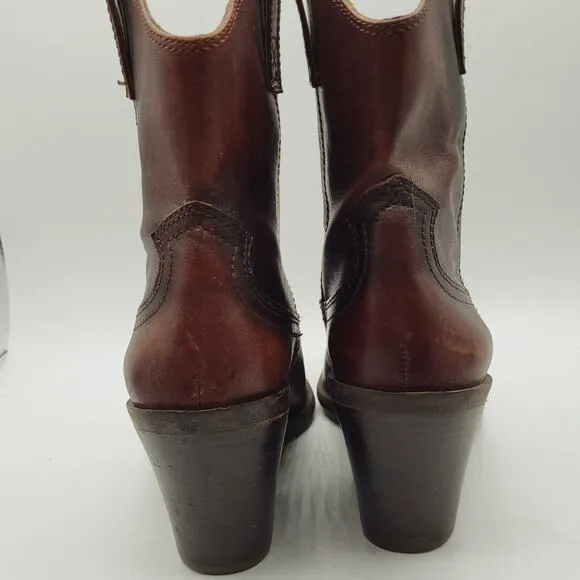 Antonio Melani RARE Western Ankle Two-Tone Brown Leather Cowboy Boots Size 8.5M