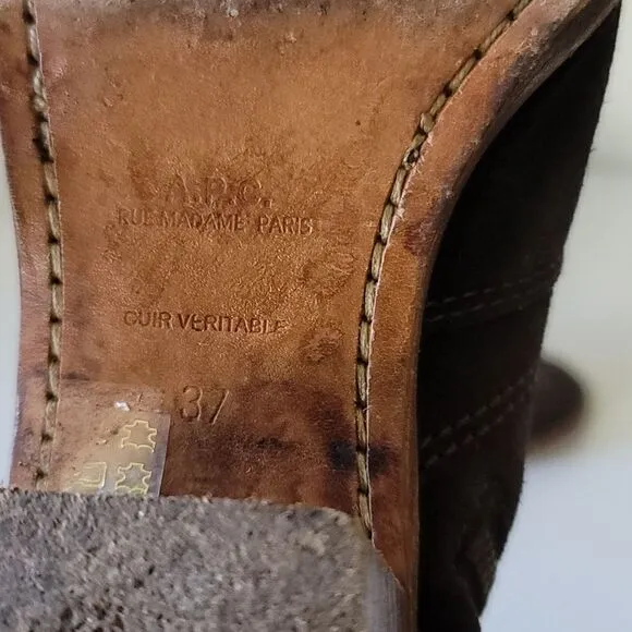 A.P.C Anna Brown Suede Ankle Boots Size 37