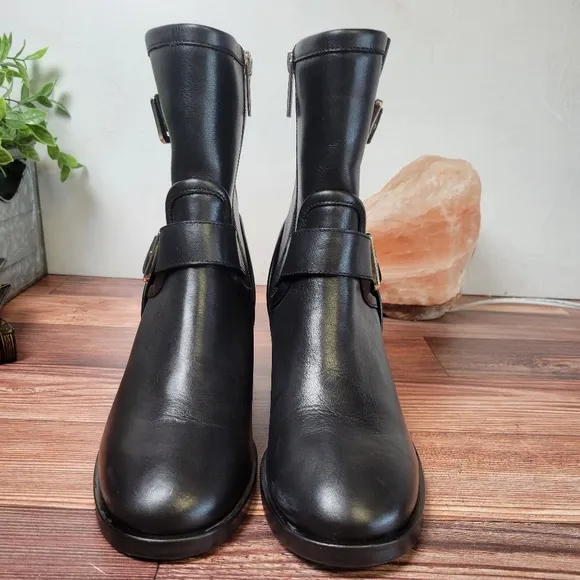 Aquatalia Billina Combo Moto Women's Black leather ankle boots