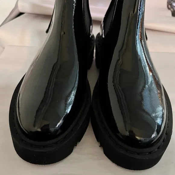 Aquatalia Black Patent Leather Ankle Boots
