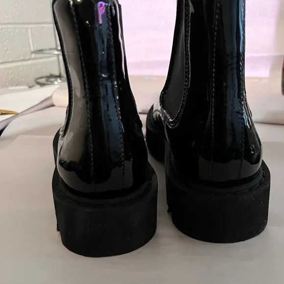 Aquatalia Black Patent Leather Ankle Boots