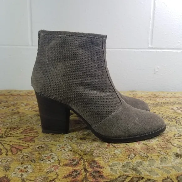 Aquatalia Faris taupe perforated nubuck high heel ankle boots