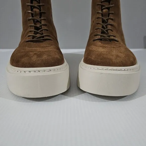 Aquatalia Lacole Platform Ankle Bootie Sneaker Walnut Brown Suede Leather Size 9