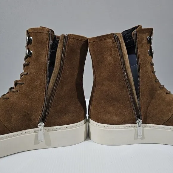 Aquatalia Lacole Platform Ankle Bootie Sneaker Walnut Brown Suede Leather Size 9