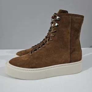 Aquatalia Lacole Platform Ankle Bootie Sneaker Walnut Brown Suede Leather Size 9