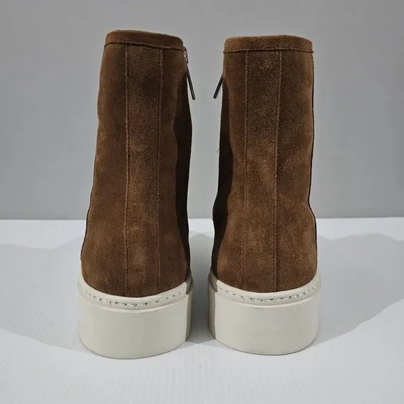 Aquatalia Lacole Platform Ankle Bootie Sneaker Walnut Brown Suede Leather Size 9