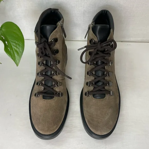 Aquatalia Liviana Taupe SuedeWeatherproof Leather Hiker Boots ShoesSize 10M‎